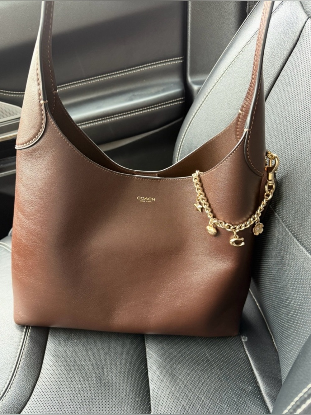 COACH Brown Leather Shoulder Brooklyn Bag 34 “Purse Only”